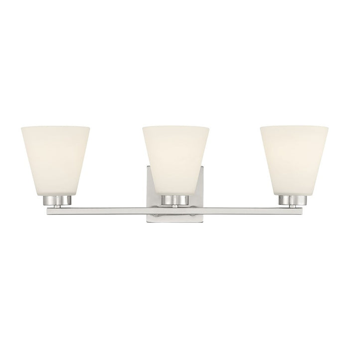 Millennium Strayhan 3Lt Bathroom Vanity Light, Nickel/White Frosted