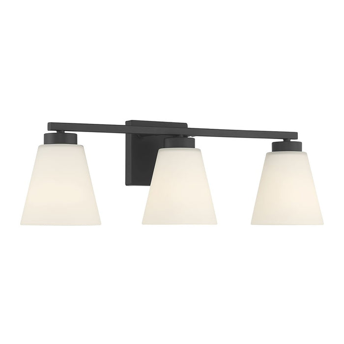Millennium Strayhan 3Lt Bathroom Vanity Light, Black/White Frosted - 64003WG-MB