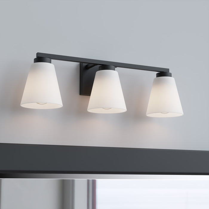 Millennium Strayhan 3Lt Bathroom Vanity Light, Black/White Frosted