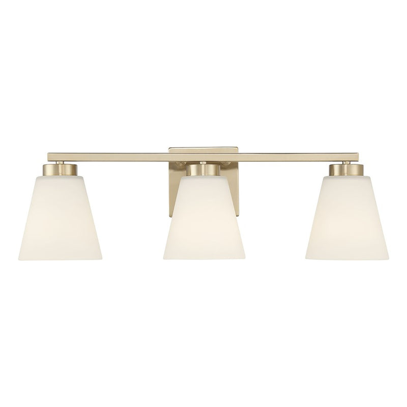 Millennium Strayhan 3Lt Bathroom Vanity Light, Gold/White Frosted