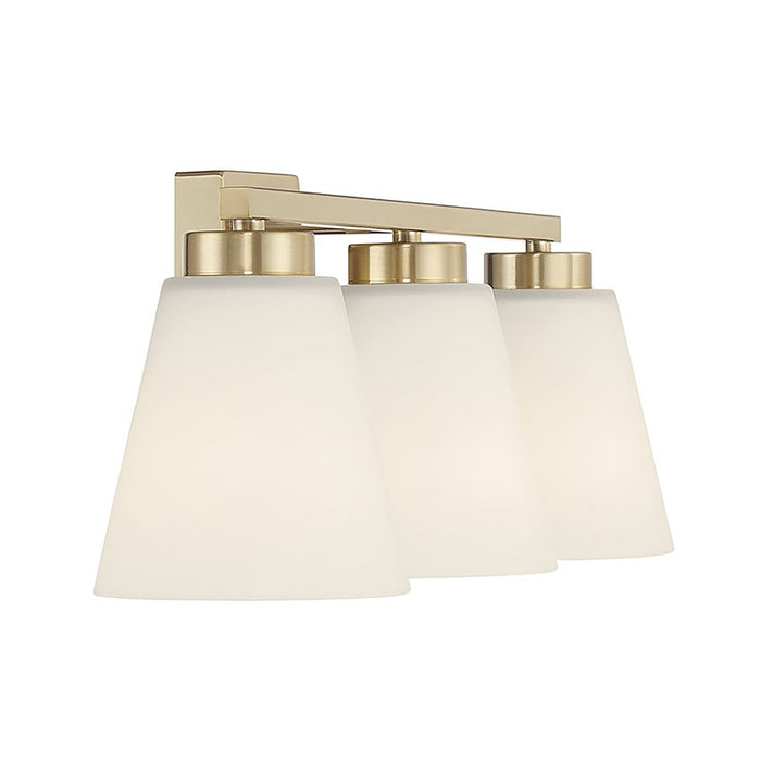 Millennium Strayhan 3Lt Bathroom Vanity Light, Gold/White Frosted