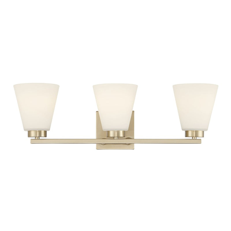 Millennium Strayhan 3Lt Bathroom Vanity Light, Gold/White Frosted
