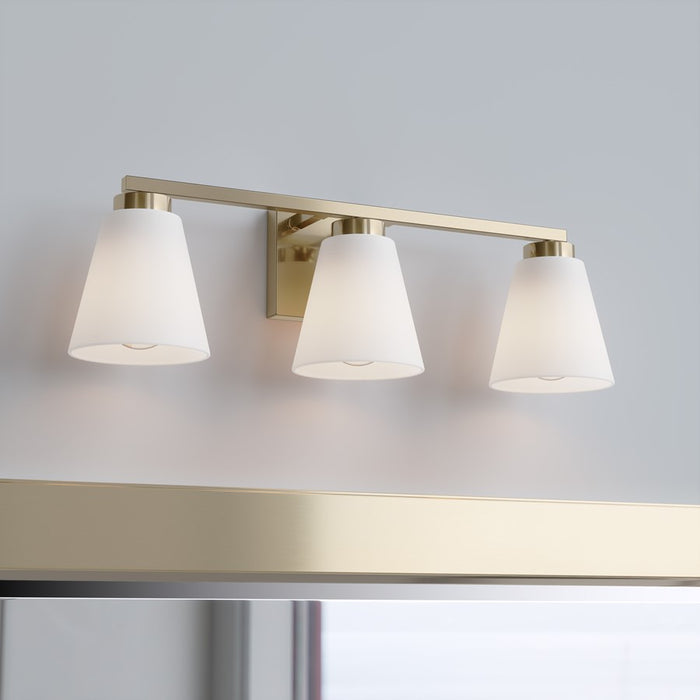 Millennium Strayhan 3Lt Bathroom Vanity Light, Gold/White Frosted