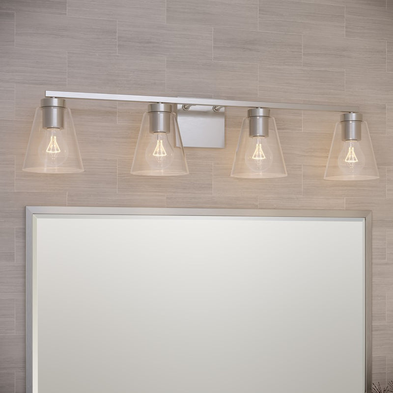 Millennium Lighting Strayhan 31" 4Lt Vanity, Brushed Nickel/Clear