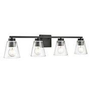 Millennium Lighting Strayhan 31" 4Lt Vanity, Matte Black/Clear - 64004-MB