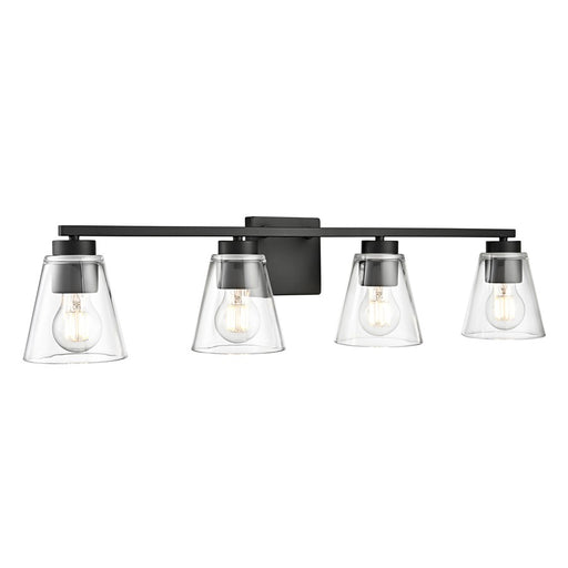 Millennium Lighting Strayhan 31" 4Lt Vanity, Matte Black/Clear - 64004-MB