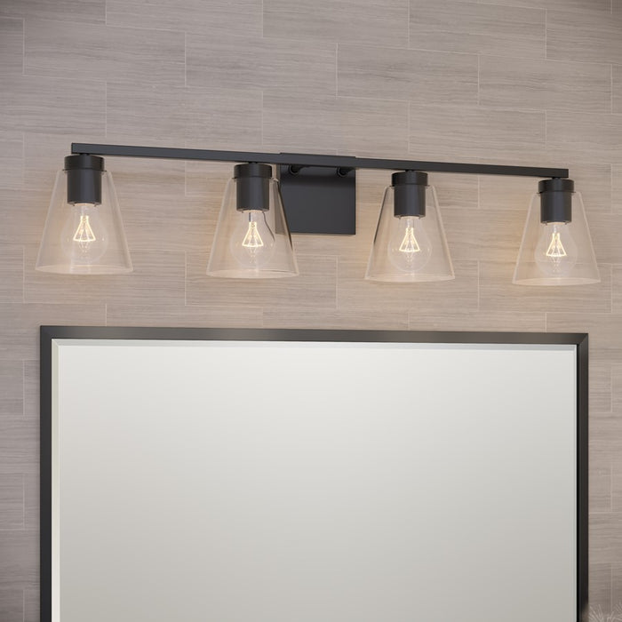 Millennium Lighting Strayhan 31" 4Lt Vanity, Matte Black/Clear