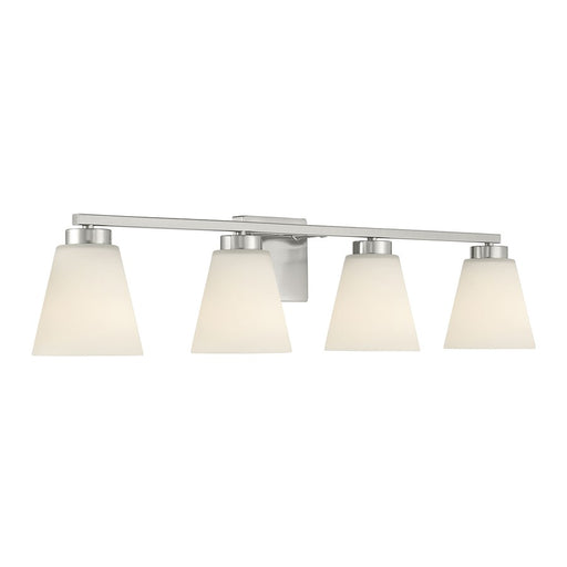 Millennium Strayhan 4Lt Bathroom Vanity Light, Nickel/White Frosted - 64004WG-BN