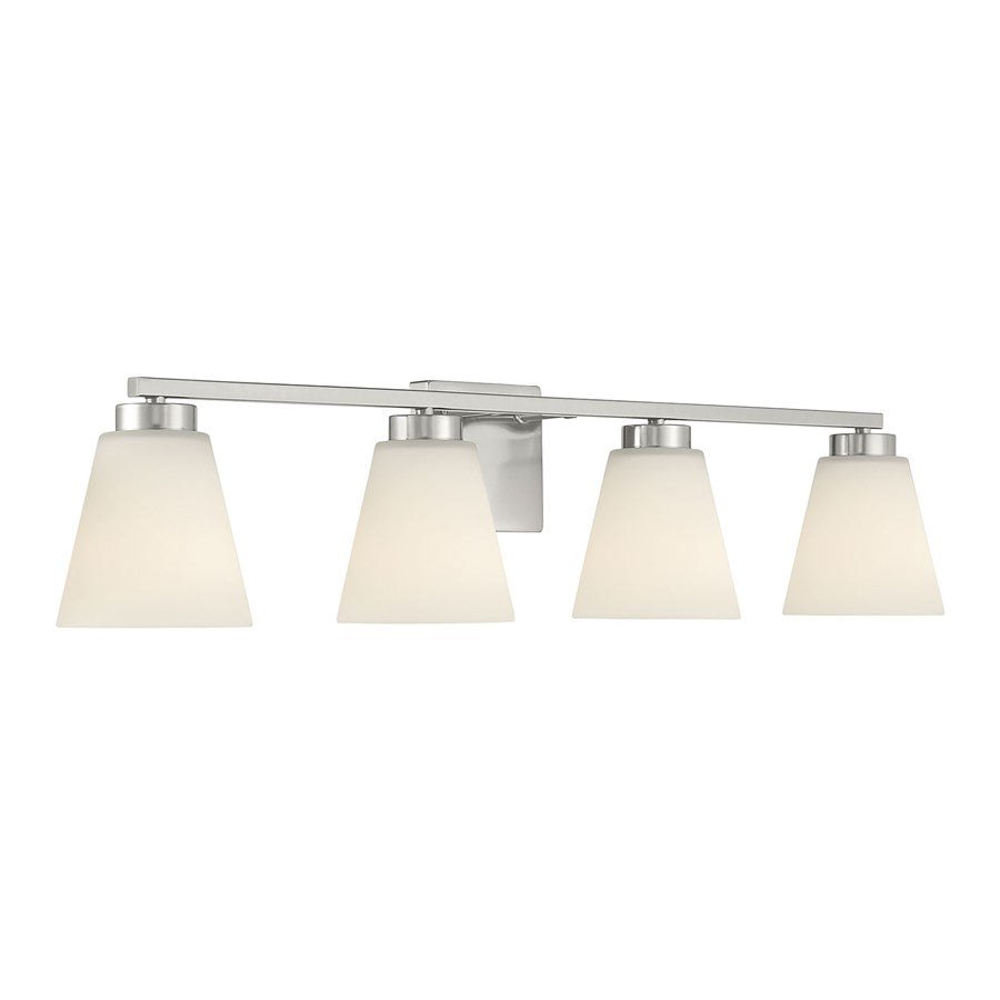 Millennium Strayhan 4Lt Bathroom Vanity Light, Nickel/White Frosted - 64004WG-BN