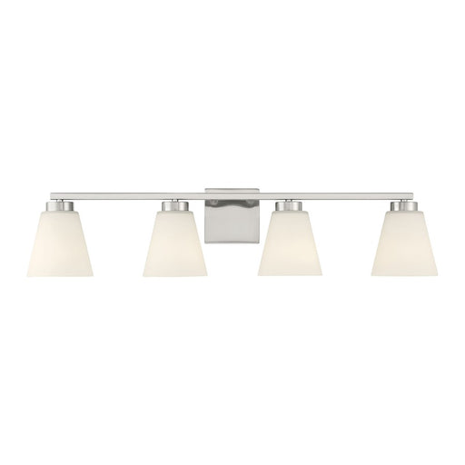 Millennium Strayhan 4Lt Bathroom Vanity Light, Nickel/White Frosted