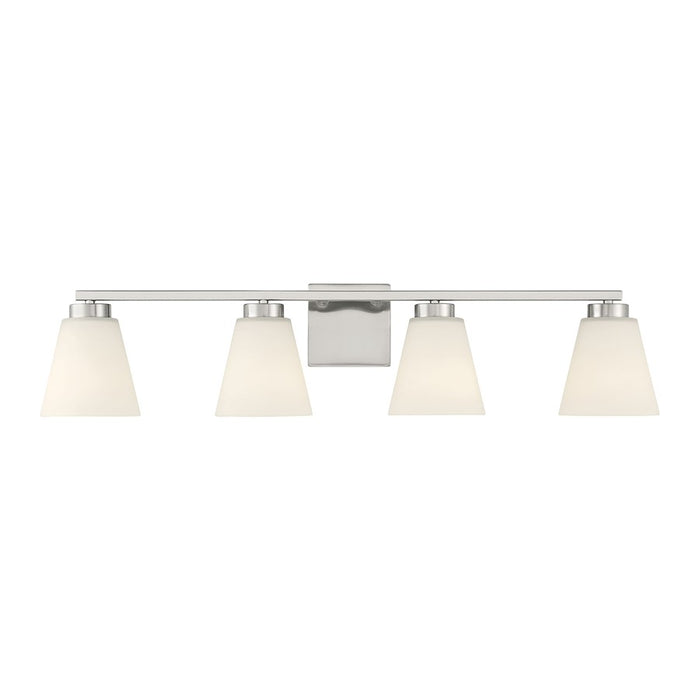 Millennium Strayhan 4Lt Bathroom Vanity Light, Nickel/White Frosted