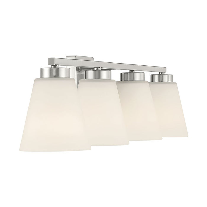 Millennium Strayhan 4Lt Bathroom Vanity Light, Nickel/White Frosted