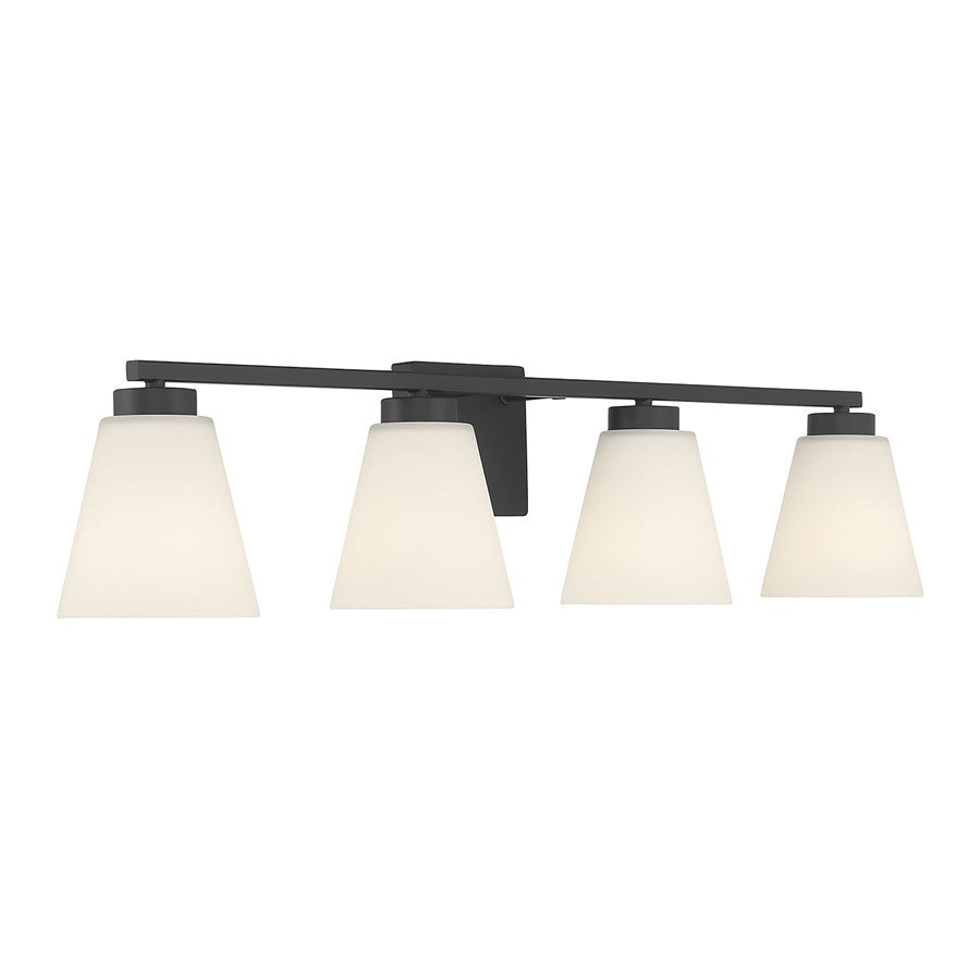 Millennium Strayhan 4Lt Bathroom Vanity Light, Black/White Frosted - 64004WG-MB