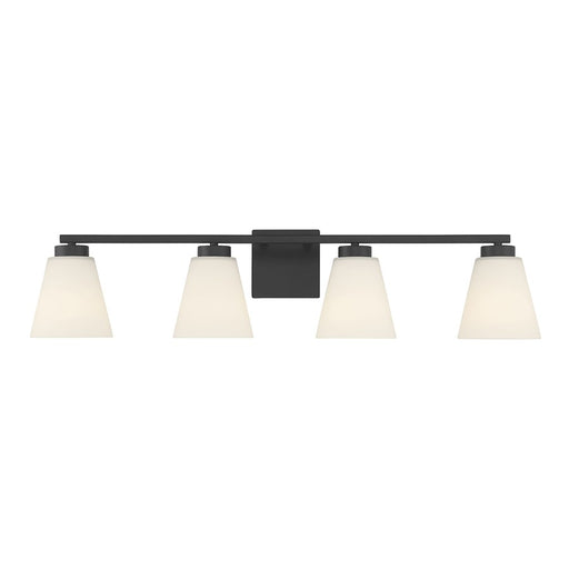 Millennium Strayhan 4Lt Bathroom Vanity Light, Black/White Frosted