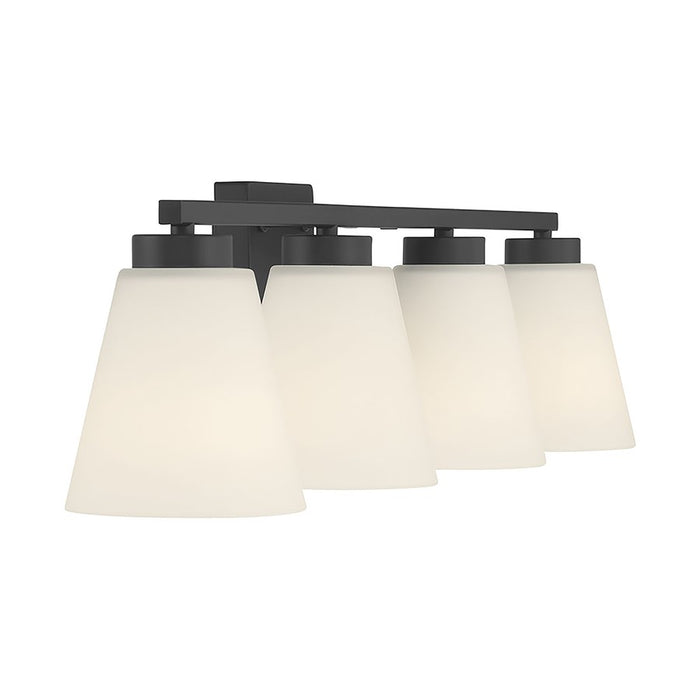 Millennium Strayhan 4Lt Bathroom Vanity Light, Black/White Frosted