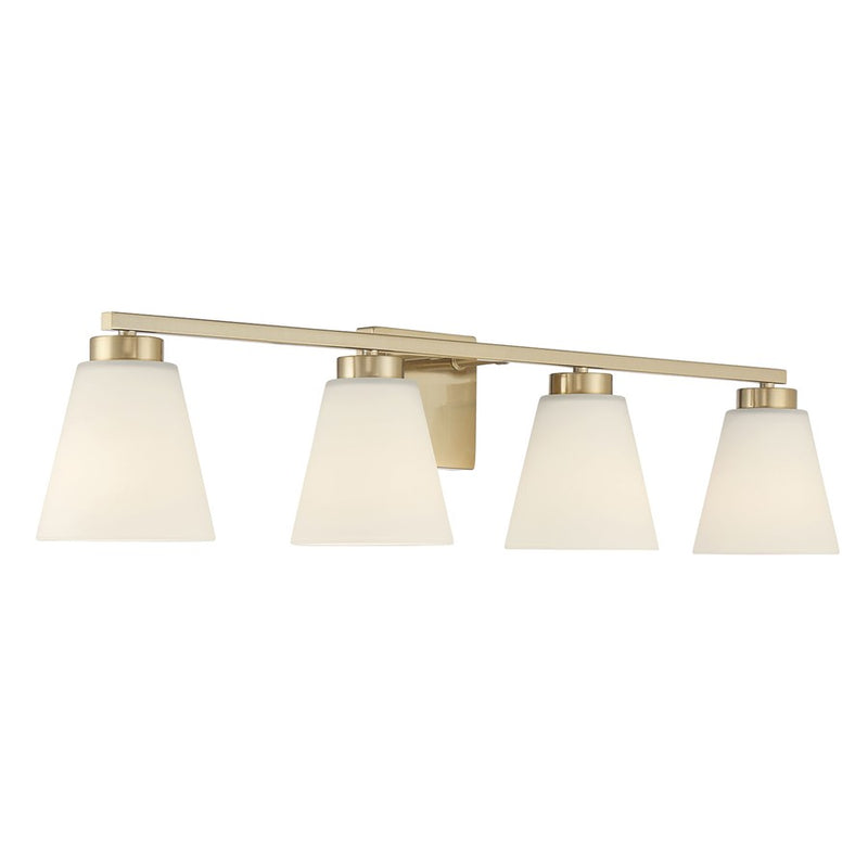 Millennium Strayhan 4Lt Bathroom Vanity Light, Gold/White Frosted