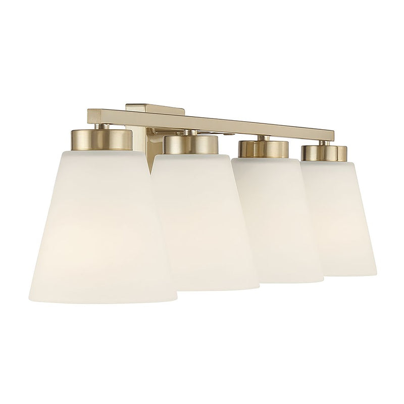Millennium Strayhan 4Lt Bathroom Vanity Light, Gold/White Frosted