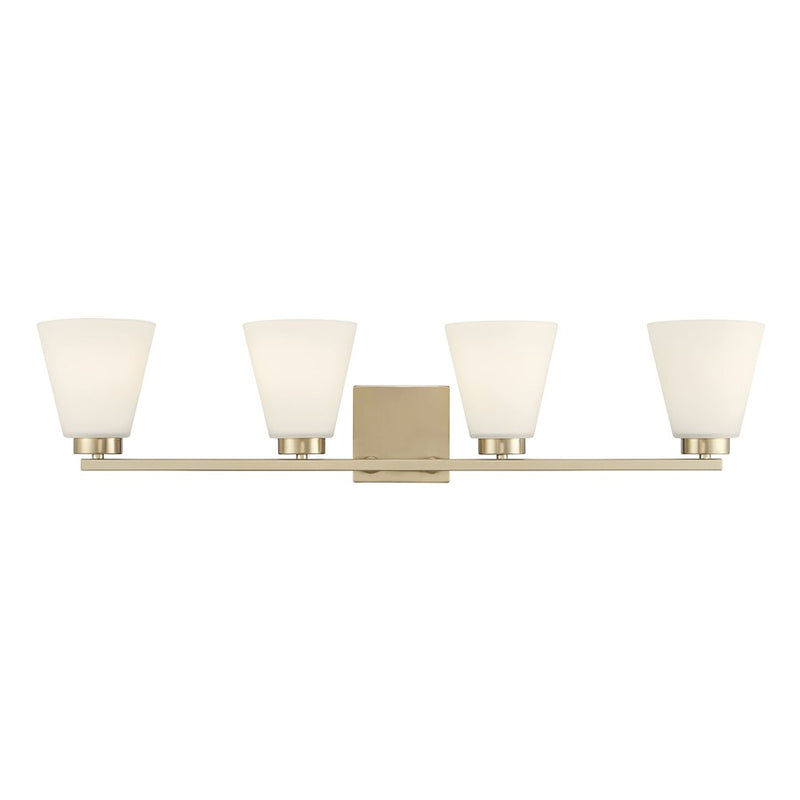 Millennium Strayhan 4Lt Bathroom Vanity Light, Gold/White Frosted