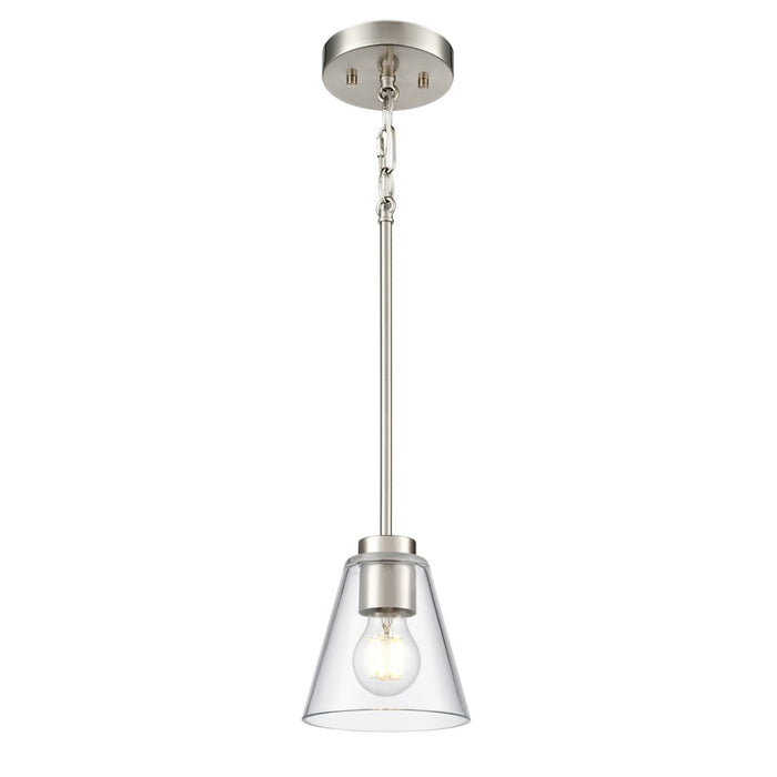 Millennium Lighting Strayhan 5.75" 1Lt Mini Pendant, Nickel/Clear - 64101-BN