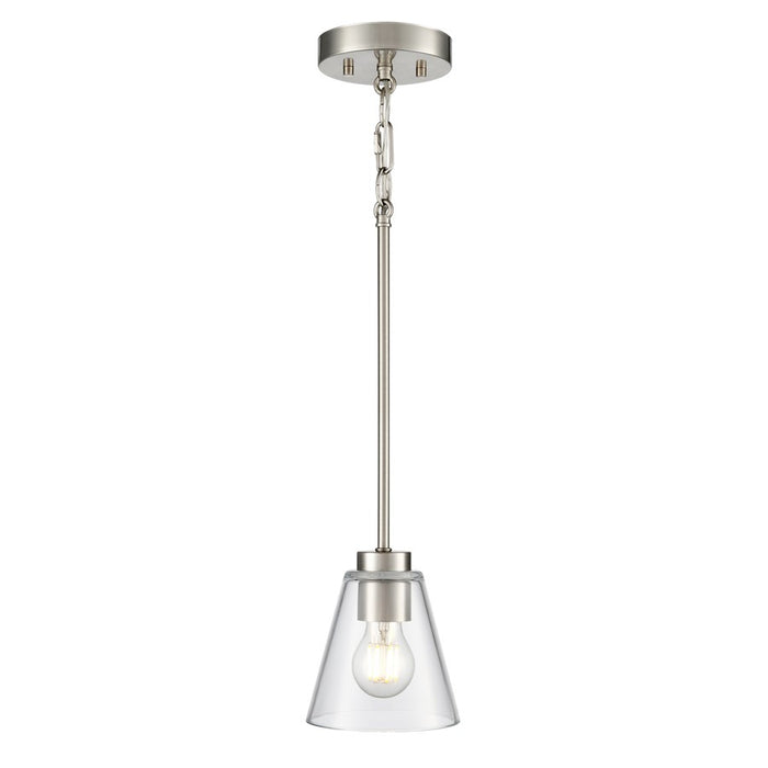 Millennium Lighting Strayhan 5.75" 1Lt Mini Pendant, Nickel/Clear