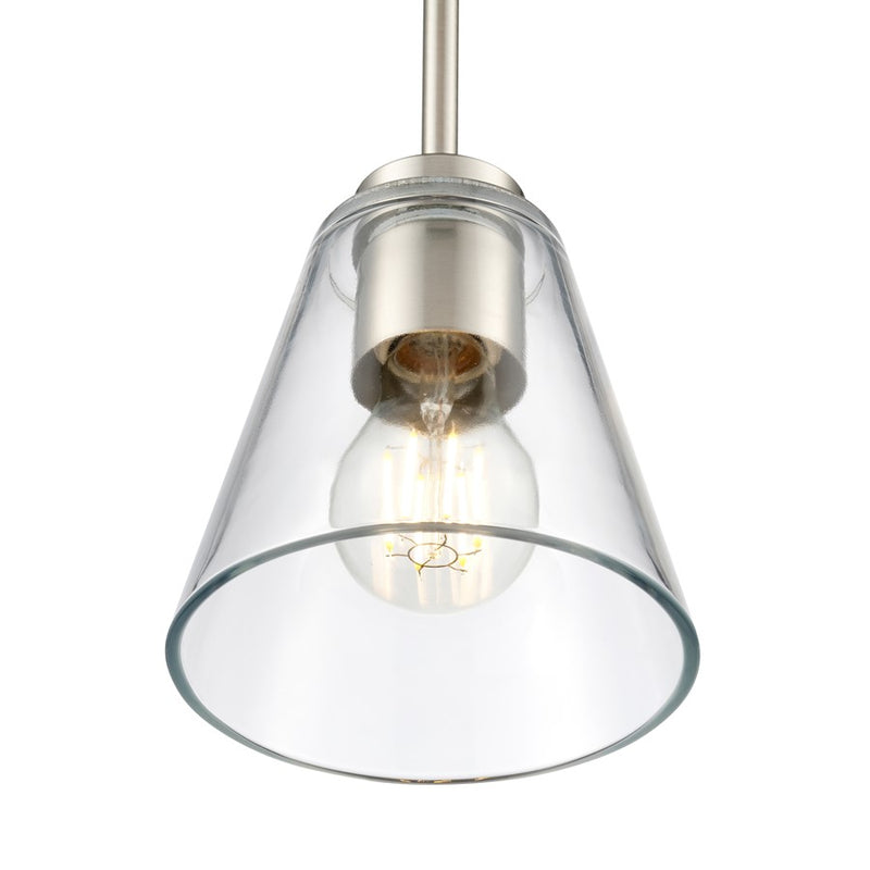 Millennium Lighting Strayhan 5.75" 1Lt Mini Pendant, Nickel/Clear