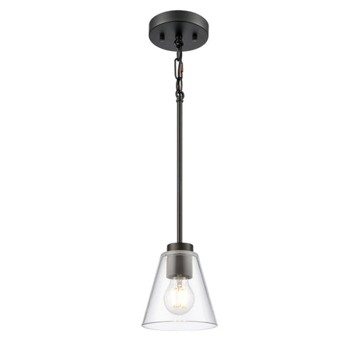 Millennium Lighting Strayhan 5.75" 1Lt Mini Pendant, Black/Clear - 64101-MB