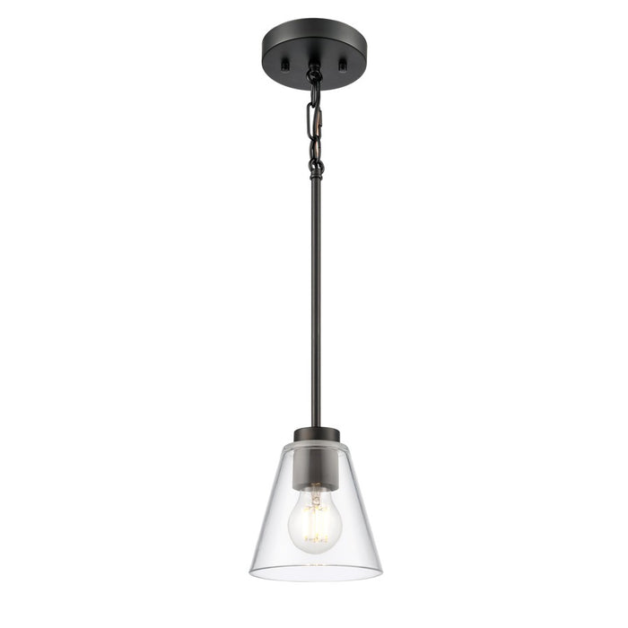Millennium Lighting Strayhan 5.75" 1Lt Mini Pendant, Black/Clear - 64101-MB