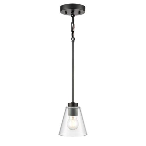 Millennium Lighting Strayhan 5.75" 1Lt Mini Pendant, Black/Clear