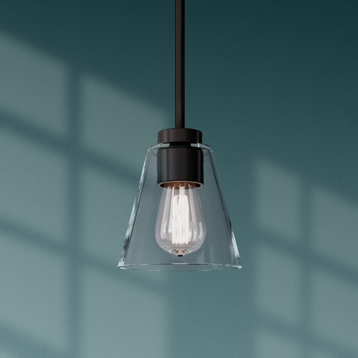 Millennium Lighting Strayhan 5.75" 1Lt Mini Pendant, Black/Clear