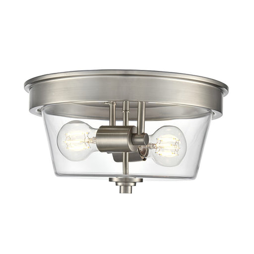 Millennium Lighting Strayhan 13" 2Lt Flush Mount, Nickel/Clear