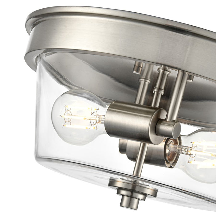 Millennium Lighting Strayhan 13" 2Lt Flush Mount, Nickel/Clear
