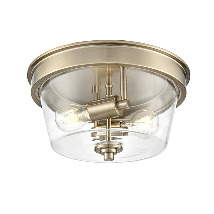 Millennium Lighting Strayhan 13" 2Lt Flush Mount, Modern Gold/Clear - 64102-MG
