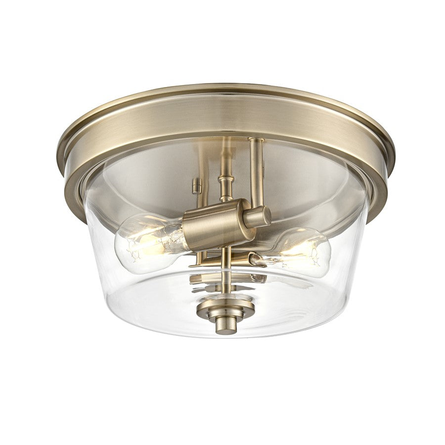 Millennium Lighting Strayhan 13" 2Lt Flush Mount, Modern Gold/Clear - 64102-MG