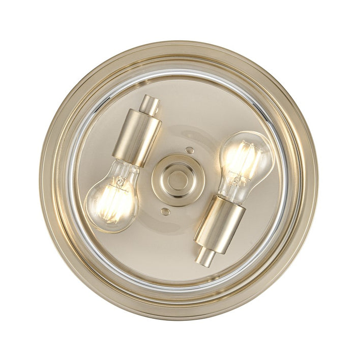 Millennium Lighting Strayhan 13" 2Lt Flush Mount, Modern Gold/Clear