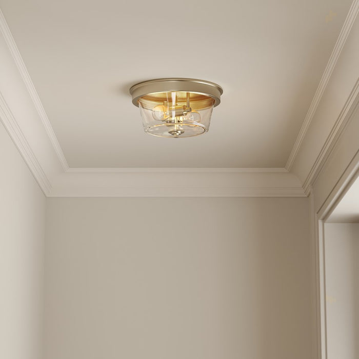 Millennium Lighting Strayhan 13" 2Lt Flush Mount, Modern Gold/Clear