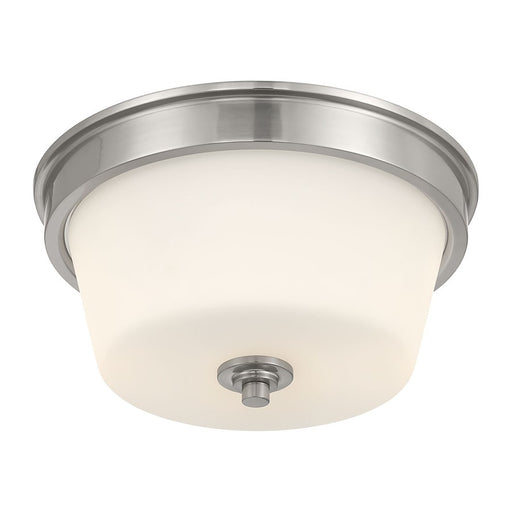 Millennium Lighting Strayhan 2Lt Flush Mount, Nickel/White Frosted - 64102WG-BN