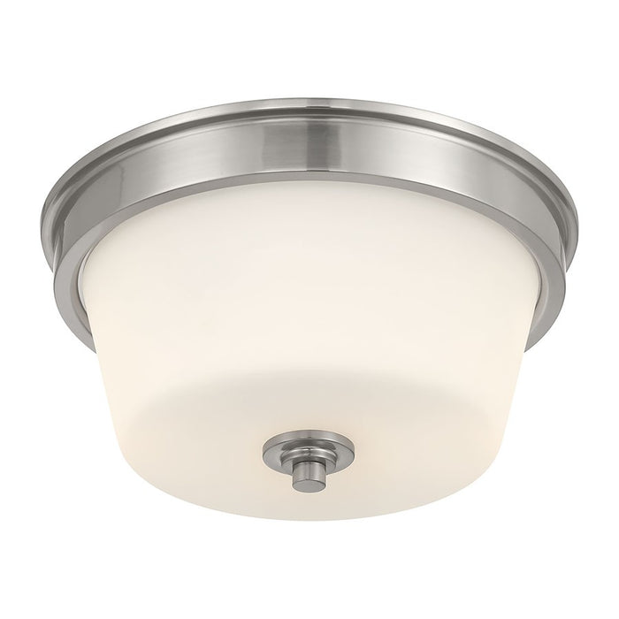 Millennium Lighting Strayhan 2Lt Flush Mount, Nickel/White Frosted - 64102WG-BN
