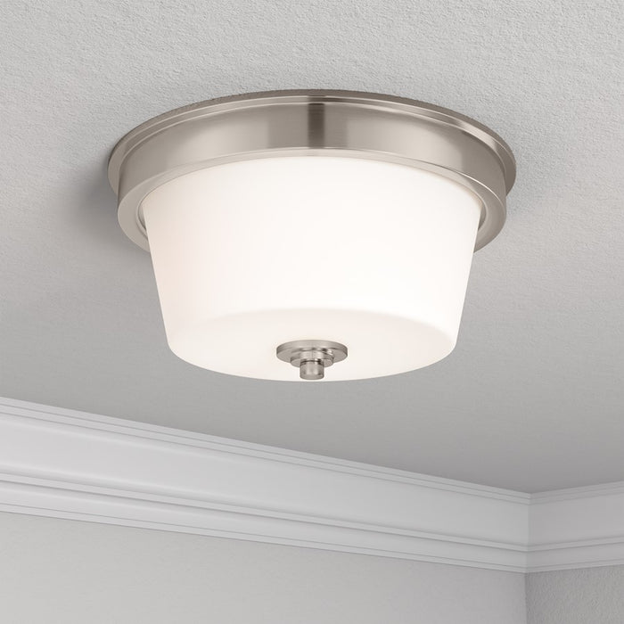 Millennium Lighting Strayhan 2Lt Flush Mount, Nickel/White Frosted