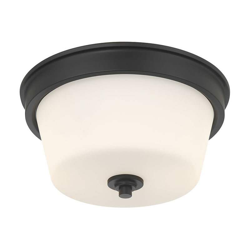 Millennium Lighting Strayhan 2Lt Flush Mount, Black/White Frosted - 64102WG-MB
