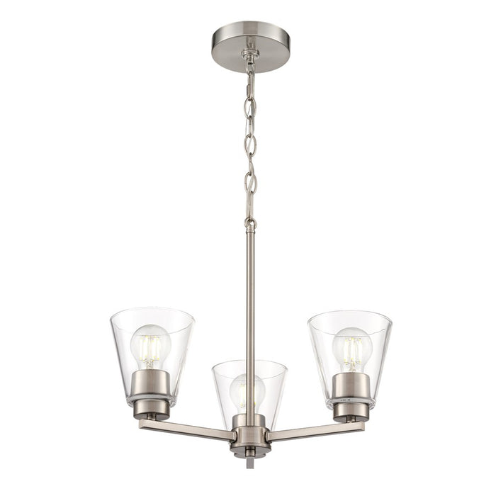 Millennium Lighting Strayhan 18" 3Lt Chandelier, Brushed Nickel/Clear - 64103-BN