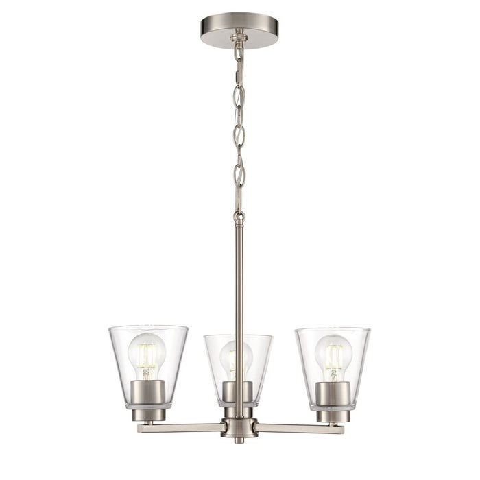 Millennium Lighting Strayhan 18" 3Lt Chandelier, Brushed Nickel/Clear