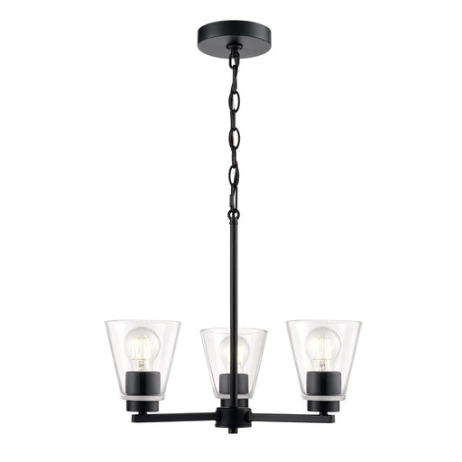 Millennium Lighting Strayhan 18" 3Lt Chandelier, Matte Black/Clear