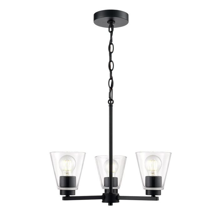 Millennium Lighting Strayhan 18" 3Lt Chandelier, Matte Black/Clear