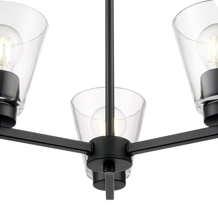 Millennium Lighting Strayhan 18" 3Lt Chandelier, Matte Black/Clear