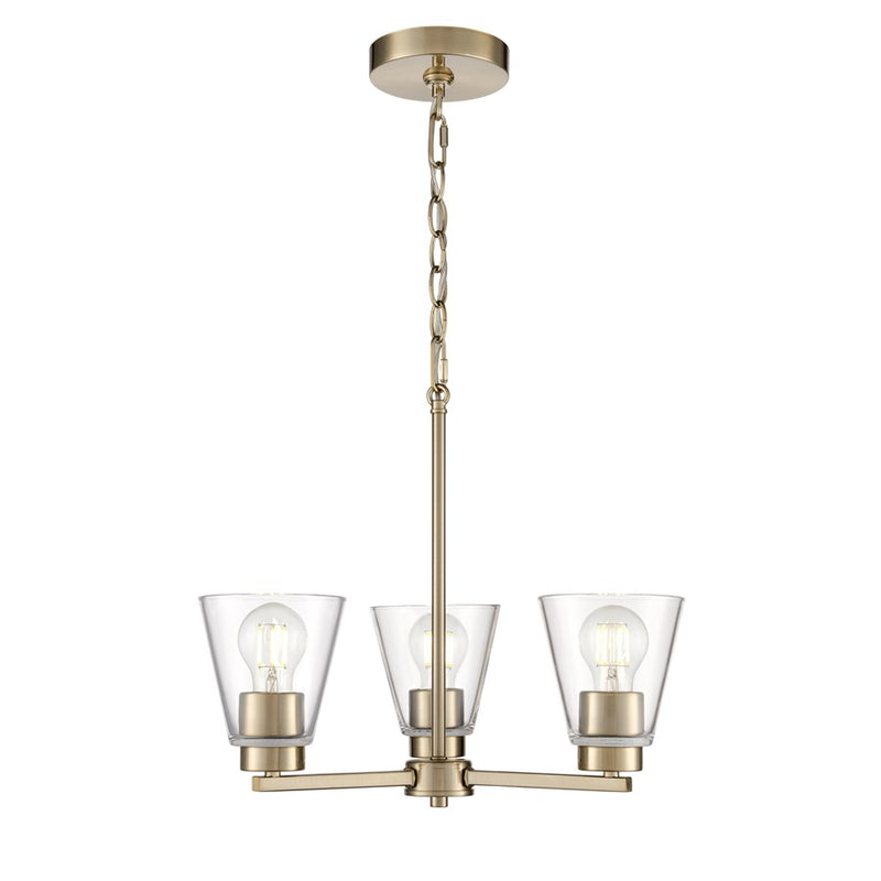 Millennium Lighting Strayhan 18" 3Lt Chandelier, Modern Gold/Clear