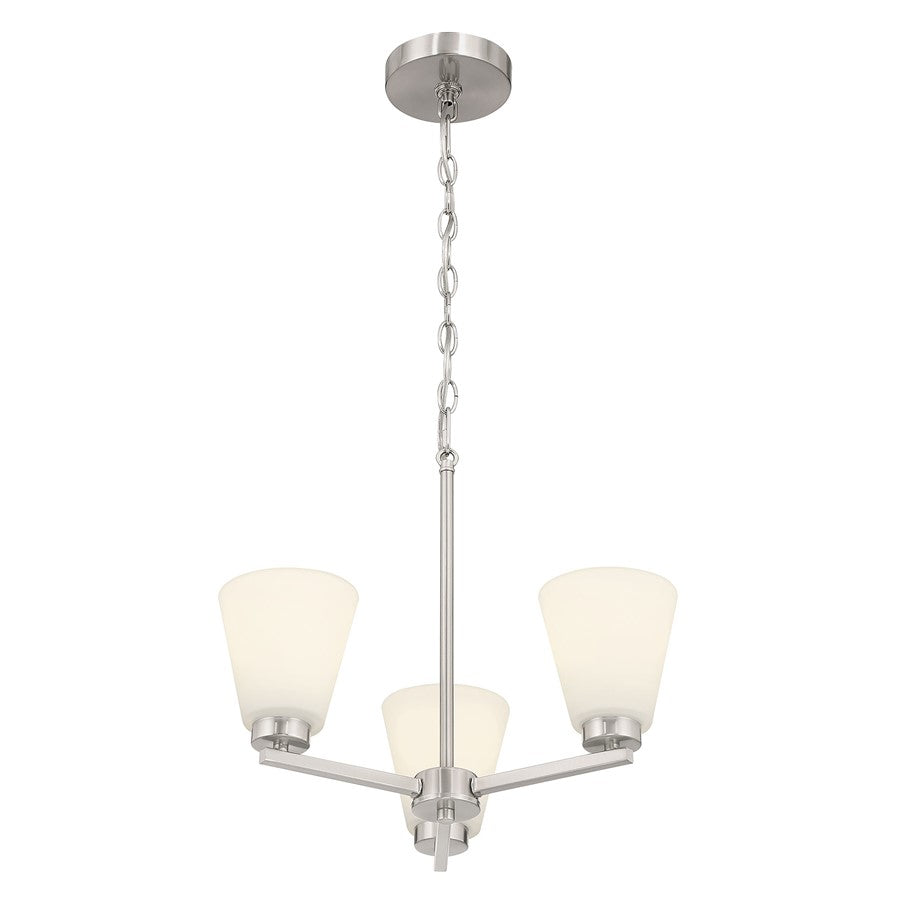Millennium Strayhan 3Lt Chandelier, Nickel/White Frosted - 64103WG-BN