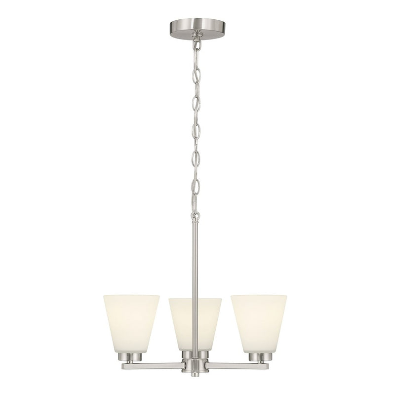 Millennium Strayhan 3Lt Chandelier, Nickel/White Frosted