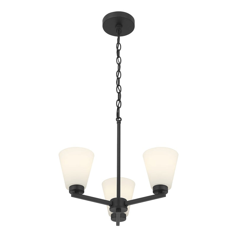 Millennium Strayhan 3Lt Chandelier, Black/White Frosted - 64103WG-MB