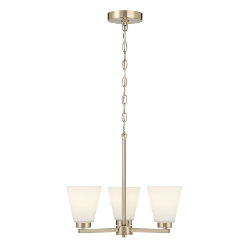 Millennium Strayhan 3Lt Chandelier, Gold/White Frosted