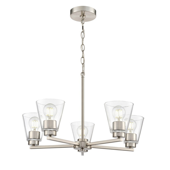 Millennium Lighting Strayhan 24" 5Lt Chandelier, Brushed Nickel/Clear - 64105-BN